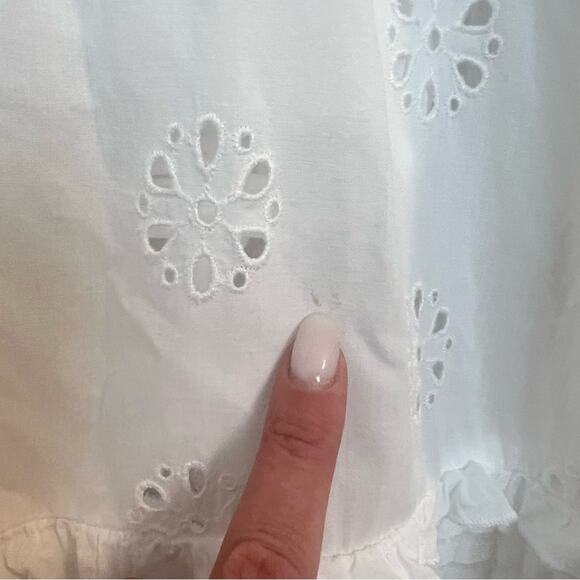 Gap Ruffle Hem Eyelet Maxi Dress White sz S *TALL* Button Front 100% Cotton - Picture 9 of 11